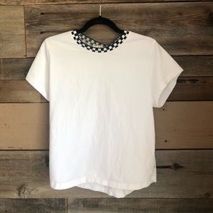 checkered neck vans t-shirt